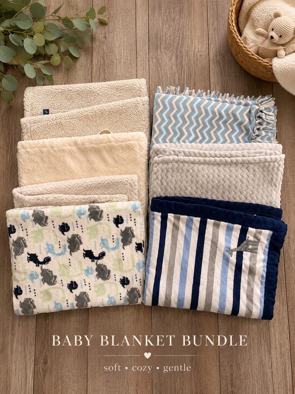 Baby boy Blanket Lot of 6 Soft Plush Sherpa Blankets Boy Nursery